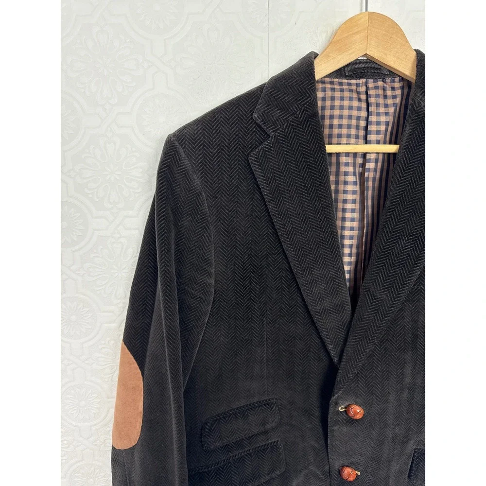 Custom Made Chocolate Brown Wool Sport Coat Suit Jacket Elbow Patches 42 Short